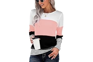 SMENG Pull Hiver Femme Sweat à Capuche Rayé Sweat-Shirt Pull Patchwork Casual Manche Longue Haut