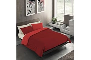 BANZAII TEXTILE INNOVATOR ONLINE Banzaii Juego de Funda Nórdica Reversible 100% Microfibra 3 Piezas para Cama de 180 – 1 Funda Edredón Nórdico 260x220 cm + 2 Fundas de Almohada 45x110 cm, Burdeos/Rojo