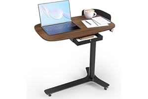‎WALKINGDESK WALKINGDESK Beistelltisch C Form Höhenverstellbar mit Rollen, Mobiler Schreibtisch mit Schubladen, Kleiner Laptoptisch höhenverstellbarer, Pneumatisch Stehpult für Sofa Bett Wohnzimme, Black Walnut