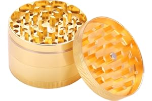 Kinstecks 2.4" Macina Erbe 4 Pezzi Macina Spezie in Alluminio Macina Spezie con Raschietto per Polline Perfetto per il Buongustaio che desidera l'Eccellenza Culinaria-Oro