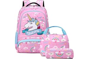MEISOHUA Zaino Scuola Bambina Unicorno Zaino Zaino Scuola Elementare Bimbo Zaino Elementari Bimba Borsa Unicorno Zaino Bambino Elementari 3 in 1