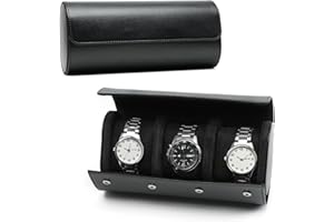 HNCY Boîte à Montre Homme, Étui Montre Voyage, Luxe PU Cuir Etui Montres pour 3 Montres, Boite a Montres Portable Coffret Rangement Rétro Classique, Pour Coffret Cadeau Noël Anniversaire