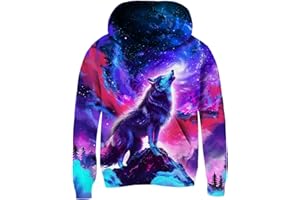 Loveternal Sweat à Capuche Enfant 3D Pull Imprimé Hoodie Manches Longues Sweat-Shirt avec Poches à Cordon 5-13 Ans