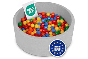 Selonis Soft Ball Pit Pool 90X30cm/200 Balls Round For Baby Toddler Foam, Light Grey:Yellow/Green/Blue/Red/Orange