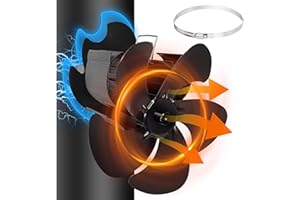JUMOKING Ventilatore per stufa, magnetico, 5 ali, ventilatore per stufa, senza corrente, silenzioso, per camino, stufa, tubo di legno/stufa, tubo con 1 anello di ricambio