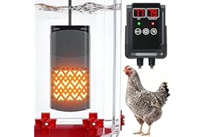 SOLARCLUCK Chicken Drinker Heater with Thermostat & Waterproof Control Unit, Intelligent Heated Chicken Drinker with Real-time Temperature Display, Outdoor Drinking Heater for Poultry, Pets and Bird Bath