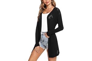 Totatuit Long Sleeve Open Front Cardigans Women Lightweight Knitted Longline Cardigan Mid-Lendth Ladies Spring Knitwear