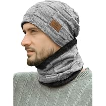 LCZTN Mens Winter Beanie Hat Scarf Set 