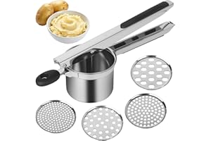 ACOMTUO Kartoffelpresse mit 4 Austauschbare Sieb,Spätzlepresse,Edelstahl Kartoffelpresse,Kartoffelpresse für Kartoffelbrei,Spagettieis Quetsche für Kartoffelpüree, Gemüsebrei, Obstsäfte
