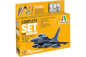 Italeri 72009 1:72 - Set completo F-16 C/D Night Falcon, modellismo, kit da costruzione, modellismo da pavimento, fai da te, hobby, incollaggio, kit in plastica, accessori inclusi