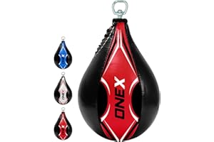 ONEX Speed Bag Boxing Ball and Swivel Set, Maya Hide Additional Bladder, MMA Muay Thai Punching Workout Kicking Martial Arts Training Home Gym Exercise Speedball