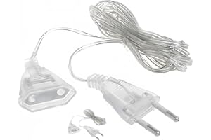 COMVASTARS Prolunga Elettrica,Cavo di prolunga Elettrico Trasparente con Spina,cavo piatto pvc di prolunga,Cavo di Prolunga Piatto, Trasparente per Lanterne LED e Esterni. (5)