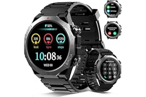 QECNATO Smartwatch Uomo Militare con Chiamate Bluetooth, 1.39" HD Orologio Smart watch con 110+ Modalità Sportive, IP68 Impermeabile Tracker Attività con Sonno/Cardiofrequenzimetro per Android iOS, Nero