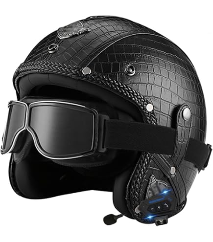 Mezza Casco Moto Retrò 3/4 Casco Moto Vintage Aperto Per Uomo E Donna DOT/ECE Casco Jet Unisex Per Scooter Ciclomotore Casco Mezzo Pilota Da Strada,Black white,M