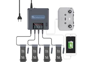 LYONGTECH Wyświetlacz LCD ładowarka akumulatora do DJI Mavic 3 Classic/Pro, Mavic 3, ładuje 4 baterie i 2 porty USB jednocześnie, 6 w 1 równoległa stacja ładująca hub akcesoria