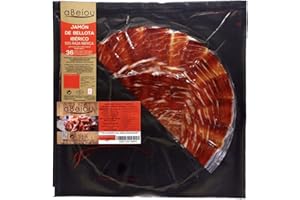 aBeiou. ACORNED IBERICO HAM slices, hand cut by master-ham. READY TO SERVE, self-closing plate. Cured +36 Months in Guijuelo Salamanca. Hycer Warranty Certificate. 100gr plate.