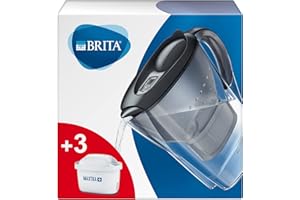 BRITA 1030084 Marella Fridge water filter jug for reduction of chlorine, limescale and impuities, Graphite, Includes 3 x MAXTRA+ filter cartridges, 2.4L