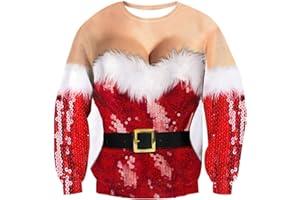 Belovecol Herren Damen 3D Weihnachtspullover Lustiges Sweatshirt Langarm Weihnachten Jumper Ugly Christmas Pullover