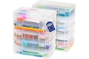 Iris Ohyama, Aufbewahrungsbox für Büromaterial, Plastik, 1.4L, 10er Set, Transparent, Stapelbar, Schnappverschluss, für Schreibwaren, Dokumente, Stifte, kleine Werkzeuge, BPA frei, Organizer, MCC-220
