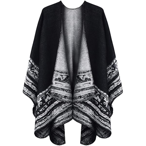 Poncho Donna Melifluos - Design Reversibile, Collo A Scialle, 100% Viscosa, Autunno/Inverno - Foto 14