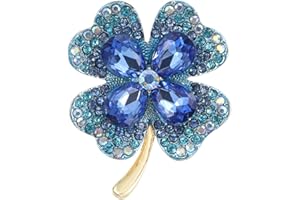 Wekuw Trèfle à Quatre Feuilles Broche, Broche en Strass Broche en Cristal Broche Femme Broche Vetement Alliage Pins Vintage pour Fixation de Pull, Châles et Robes