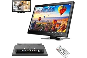 podofo Mini Display IPS da 10,1 pollici, monitor portatile per Raspberry Pi/espansione PC/sorveglianza/inversione di immagine, con ingresso HDMI/VGA/AVI/BNC/USB, monitor HDMI per giochi, DC 9-30V