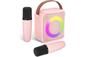 Ankuka Karaoke Toys for Kids & Adults with 2 Microphones, Portable Karaoke Machine with LED Light and Voice Changing Effects, Gifts for Age 3-18 Kids Boys Girls Families Birthday Party (Pink)