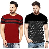 Leotude Men's Regular Fit Cotton T Shirt Combo (Pack of 2)