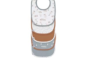 LÄSSIG Set di bavaglini per bambini (5 pezzi) con chiusura a strappo in cotone impermeabile/Value Pack Bib Tiny Farmer Sheep