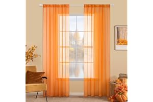 MIULEE Tende Trasparenti Con Passanti Morbidi Finestre per Salotto Eleganti Soggiorno per Camera da Letto e Tende Cameretta Bambini 2 Pannelli 140x260cm Arancione