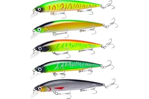 HNCY 5 Pièces Leurres de Pêche Brochet, Leurre Brochet 3D, Appâts de Pêche au Bar, Swimbaits Réalistes, Leurre Peche Carnassier pour Truite, Perche, Brochet, Sandre, Leurre Pêche Mer