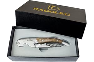 RADOLEO® Kellnermesser - Premium Korkenzieher | Profi Sommeliermesser (Weinöffner) hochwertige Edelstahl & Holz-Materialien | edle Geschenk-Verpackung (GMELIA)…