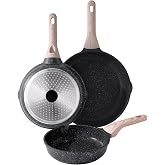 Kordisen Nonstick Induction Frying Pan Set of 3, Healthy and Non-Toxic, PFOA Free (20/24/28 cm)