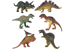 KOMINZZ Dinosaur Toys for Boys 6Pcs Dinosaur Figures Plastic Dinosaurs Set Dinosaur Gifts for Boys Girls Kids Toddlers Include Stegosaurus Triceratops Tyrannosaurus Utahraptor Spinosaurus Pterosaur