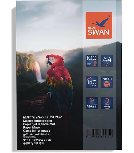 BLUE SWAN A4 Fotopapier 140g/m² - 100 Vellen Dubbelzijdig Mat Inkjet Papier