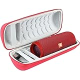 Khanka Hart Tasche Schutzhülle für JBL Flip 5 Bluetooth Box tragbarer Lautsprecher and Zubehör. (Rot Äußeres, weiß Inneres)