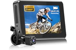 PARKVISION Bike Mirror with Recording Function, Bicycle Rear View Camera Recorder with IP68 Waterproof 4.3" AHD 1080P Monitor, 360° Adjustable Rotatable with Excellent Visibility Bike Handlebar Mirror