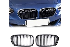 TTCR-II Kompatibel mit BMW F20 Nieren Schwarz Kühlergrill, Kühlergrill Streifen für 1er F20 F21 2015-2018 114 116 118 120 125 M135 M140, 2Stk Doppel Slats BMW 1er f21 Nieren 2015-2018