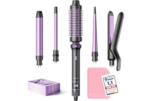 Curling Iron 5 en 1 BESTOPE PRO - Con Plancha de Pelo, Cepillo TéRmico, Rizador Pelo Ondas (9 Mm-25 Mm), Temperatura Ajustable - Para Viajes Y Regalos Hair Curler Kit