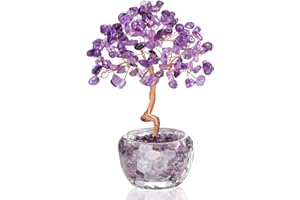 VLYX Albero della Vita in Cristallo di Quarzo Rosa - Albero dei Soldi Fatto a Mano con Gemme Viola per la Decorazione di Casa e Ufficio, Regalo di Energia Positiva per Donna