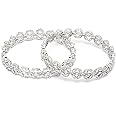 ZENEME Rhodium-Plated Silver Toned White Floral American Diamond studded Bangles Jewellery Set for Girls and Women (Set Of 2) (2.6, Silver)