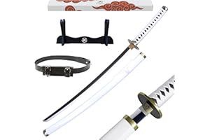 Hashiman - Katana One Piece - Réplique Manga Sabre + Support Epée Bois + Ceinture - Catana Japonais Cosplay Décoration Jouet Enfant Adulte - Jeu Déguisement Deco Ninja