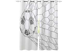 LKCD Tende Oscuranti Con Fori Per Soggiorno, Bianco E Nero Calcio Sport Ragazzo 150X166Cm Tende Morbide Oscuranti E Insonorizzate Camera Da Letto, Cameretta Dei Bambini, Tema Stampa Digitale 3D