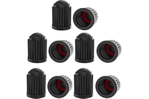 Rnitle Valve Caps Car Valve Caps [Pack of 10], Air Valve Caps Car, Car Valve Cap, Bicycle Valve Cap, Tyre Marker, Car, Valve Cap, Airtight Screw-On (Black)