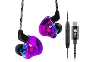 Yinyoo CCZ Melody USB-C In-Ear-Monitors Hybrid 1BA 1DD HiFi Aurphone, Deep Bass Lightweight In-Earphone IEM con Cable 4N OFC para músico/Baterista/Bajista (Azul púrpura, con micrófono USB-C)