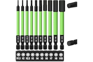 K KWOKKER Impact Drill Allen Key Bit Set, 10PCS Hex Bit Set H1.5-H10 Allen Key Screwdriver Set, 89mm Long Metric Allen Key Drill Bit, Impact Driver Hex Head with 1/4 Inch Hexagon Shank, S2 Steel Wrench