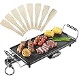 VonShef Large Teppanyaki Grill - 2000W Electric, Multipurpose, Easy Clean BBQ Table Top Grill with Adjustable Temperature Control, Oil Drip Tray & 8 Spatulas- for Meat, Vegetables & Fish - 46x26x10cm