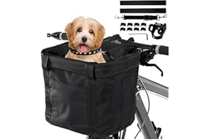 Bibykivn Cestino anteriore per bicicletta pieghevole, impermeabile, per animali domestici, con telaio in alluminio, per cani piccoli, shopping, viaggi (nero)