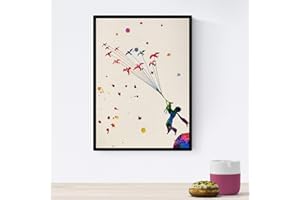 Nacnic Affiche de Le Petit Prince volant avec la conception d'aquarelle. Mélanger avec des feuilles de style aquarelle pour la décoration intérieure. format A4