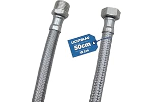 LICHTBLAU Knickfeste Edelstahl Verlängerung I 50cm I 1/2 Zoll I geeignet für Trinkwasser Wasserhahn Eckventil Panzerschlauch Küchenarmatur Bad